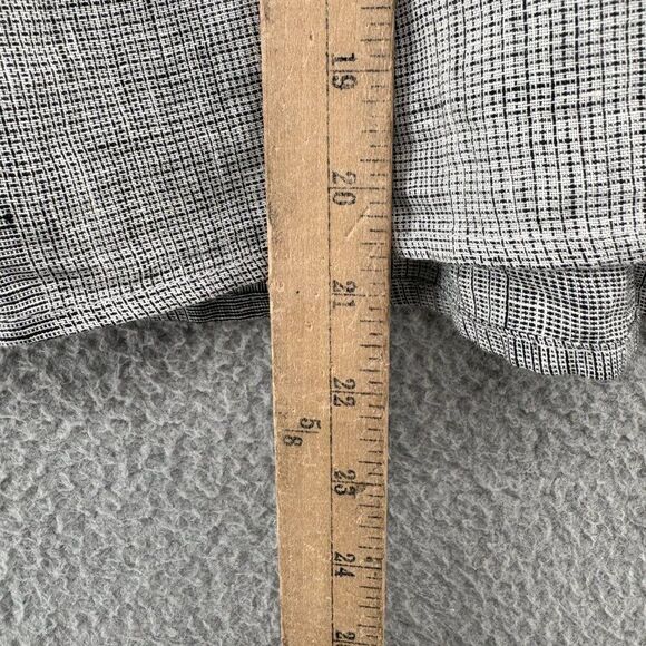 Esby Kiko Tie Back Top Black White Broken Plaid 100% Linen Boho Boxy Blouse Medi - Picture 10 of 15